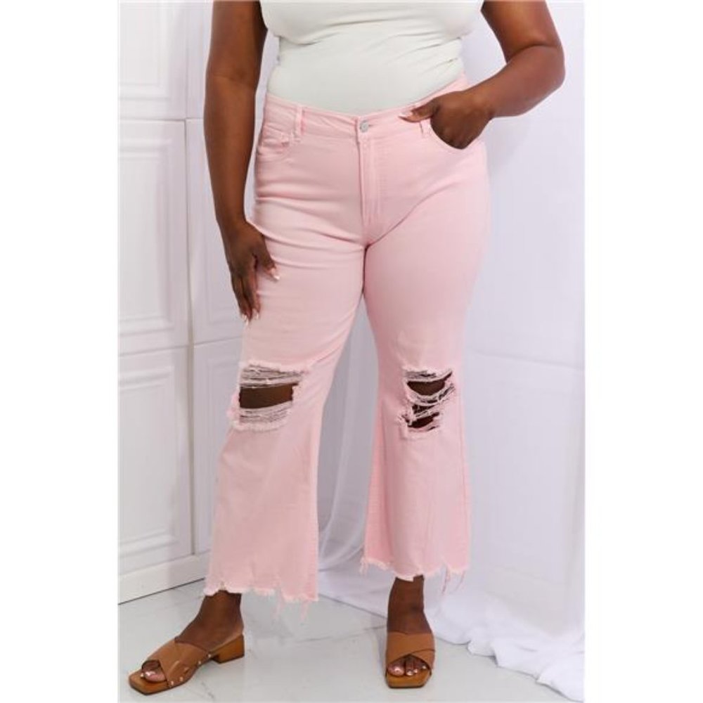 Miley Distressed Ankle Flare Jeans Risen - Picture 2 of 10